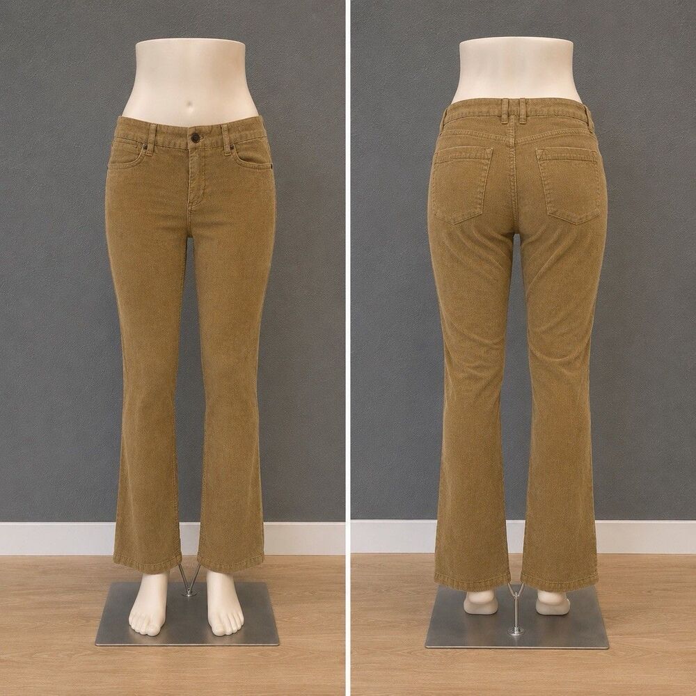 Vintage J. Crew Bootcut Womens Corduroy Brown Low Rise Pants 28S Retro Preppy